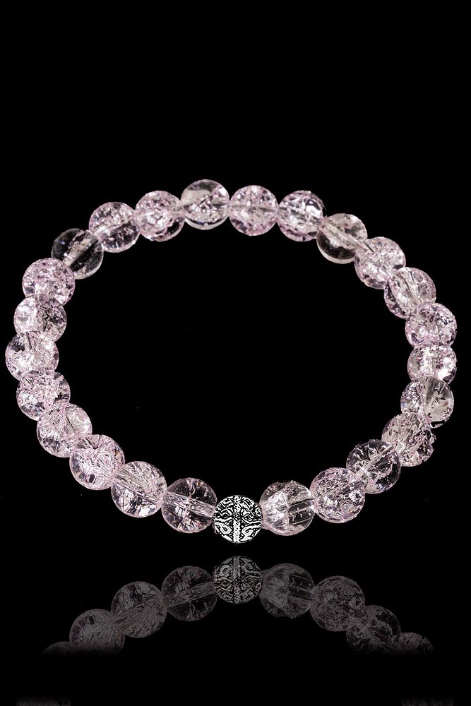 Sertifikalı Açık Pembe Necef Taşı Bileklik - Gümüş Aparatlı