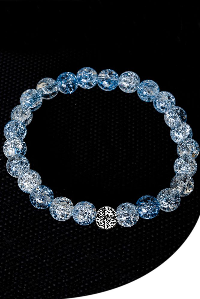 Sertifikalı Mavi Necef Taşı Bileklik - Gümüş Aparatlı