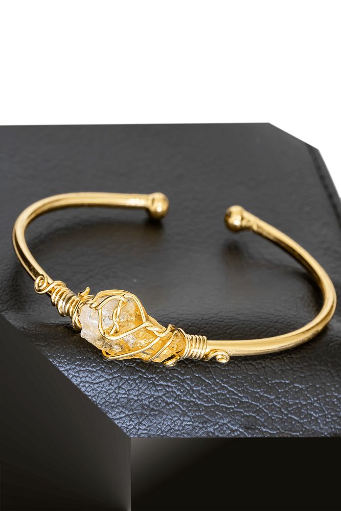 Sertifikalı Kelepçe Model Ayarlamalı Aaa Sitrin (PARA) Taşı Bileklik - Kararmaz