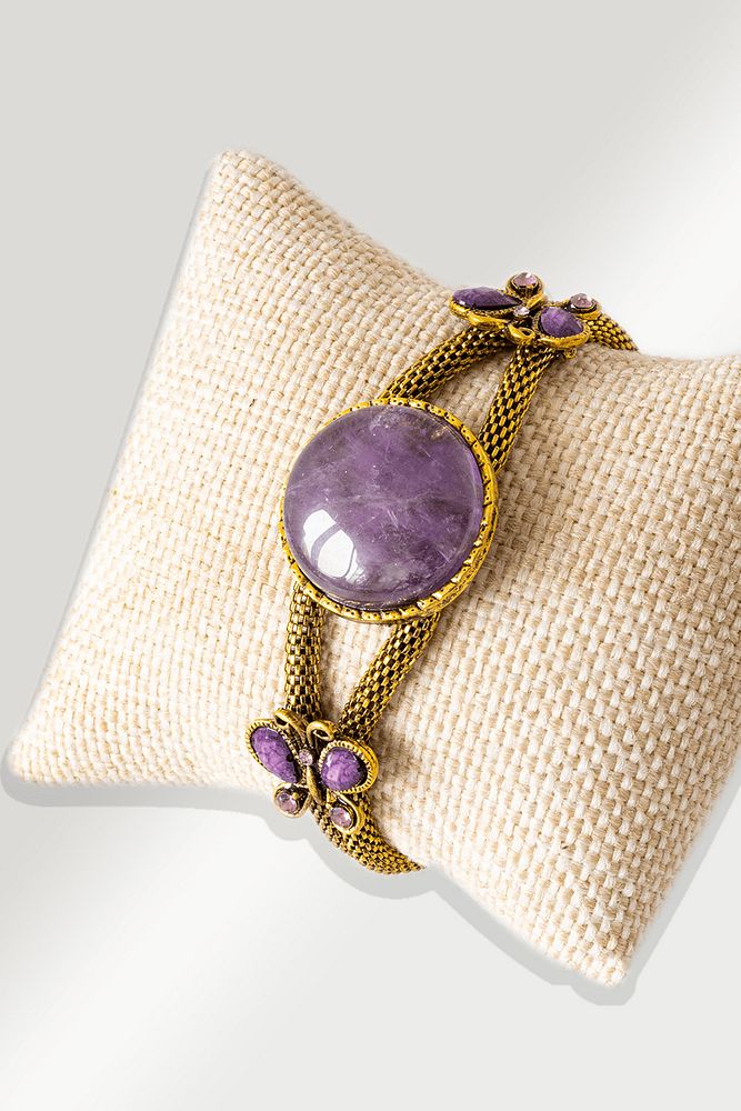 Sertifikalı Kelebek Model Ametist Taşı Bileklik - Ayarlamalı