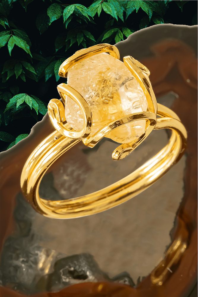 Sertifikalı Gold Rokoko Model Sitrin Taşı Yüzük - Ayarlamalı