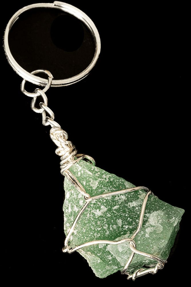 Sertifikalı Tel Sargılı Ham İşlenmemiş Aventurin Taşı Anahtarlık