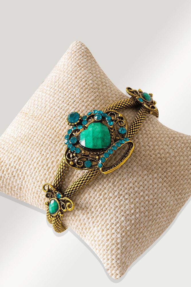 Sertifikalı Kalp Model Turkuaz Akik Taşı Bileklik - Ayarlamalı