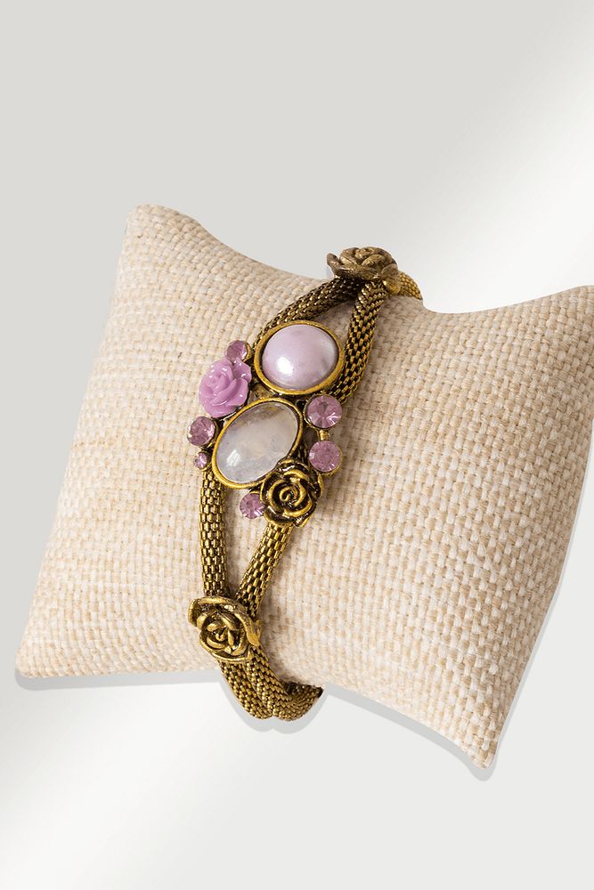 Sertifikalı İnci İşlemeli Pembe Kuvars Taşı Bileklik - Ayarlamalı