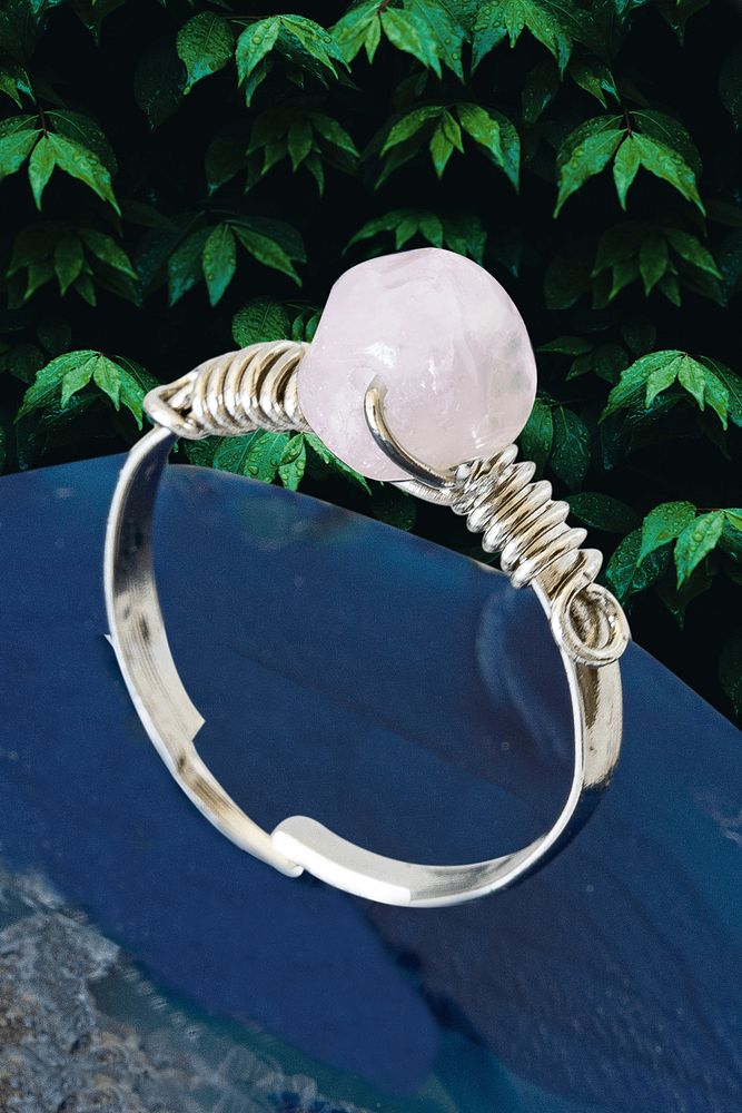 Sertifikalı Kırık Taşlı İnce Model Ham Pembe Kuvars Taşı Yüzük - Ayarlamalı