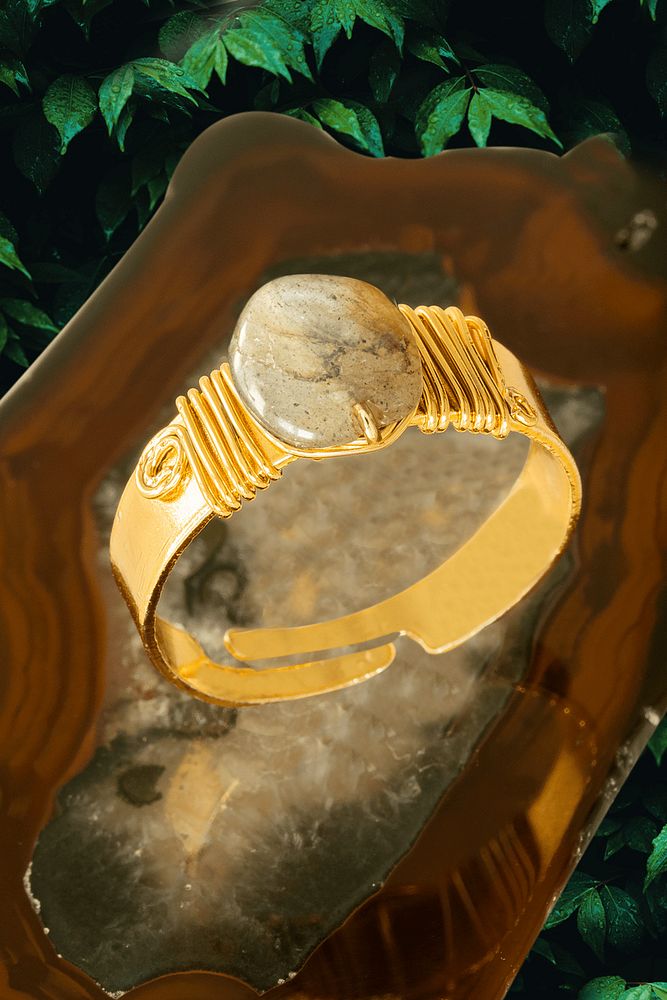 Sertifikalı Kalın Tımbıl Gold Model Labradorit Taşı Yüzük - Ayarlamalı