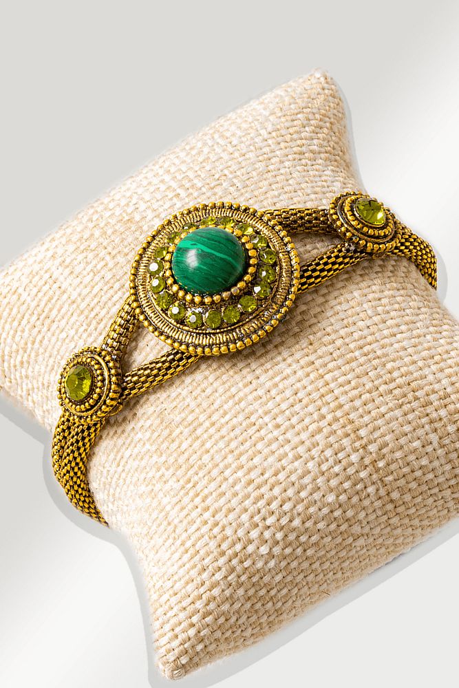 Sertifikalı Zebercet İşlemeli Model Malahit Taşı Bileklik - Ayarlamalı