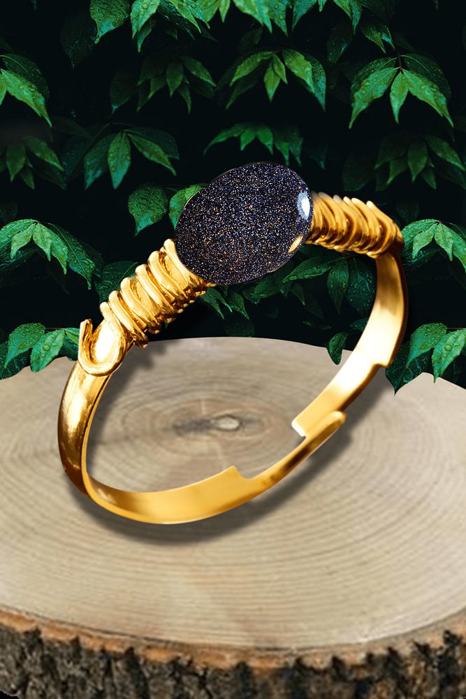 Sertifikalı Altın Kaplama Kırık Taşlı İnce Model Lacivert Yıldız Taşı Yüzük - Ayarlamalı