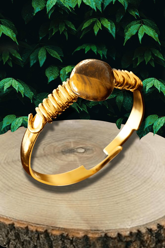 Sertifikalı Kırık Taşlı Gold Model Kaplan Gözü Taşı Yüzük - Ayarlamalı