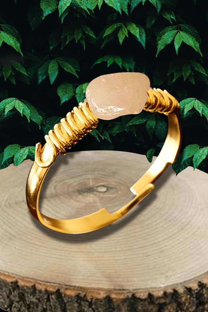 Sertifikalı Kırık Taşlı Gold Model Açık Pembe Kuvars Taşı Yüzük - Ayarlamalı