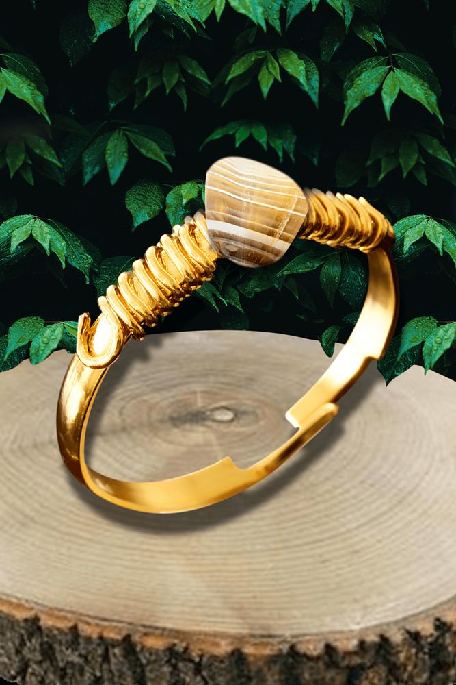 Sertifikalı Altın Kaplama Kırık Taşlı İnce Model Kahverengi Bostwana Akik Taşı Yüzük