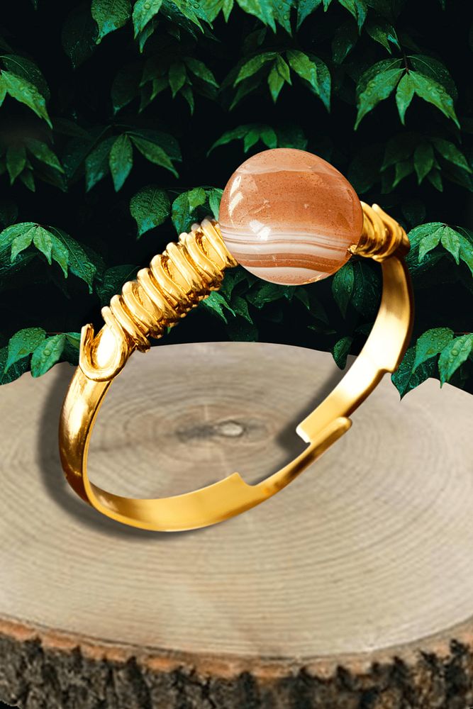 Sertifikalı Kırık Taşlı Gold Model Güneş Taşı Yüzük - Ayarlamalı