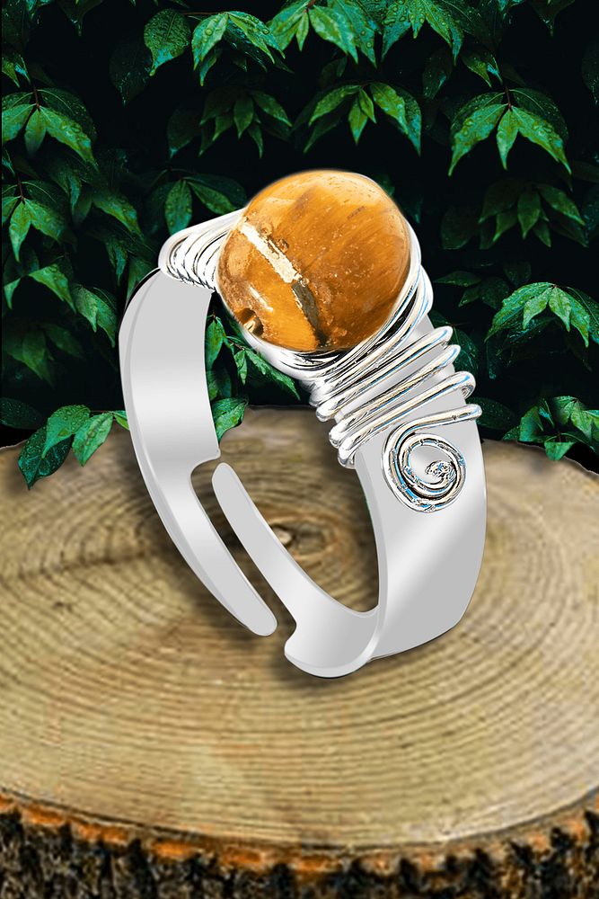 Sertifikalı Kalın Tımbıl Gümüş Model Kaplan Gözü Taşı Yüzük - Ayarlamalı