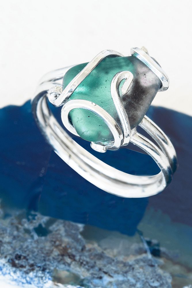 Sertifikalı Gümüş Rokoko Model Mavi Florit Taşı Yüzük - Ayarlamalı