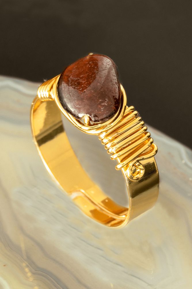 Sertifikalı Kalın Tımbıl Model Lal - Granat - Garnet Taşı Yüzük - Ayarlamalı