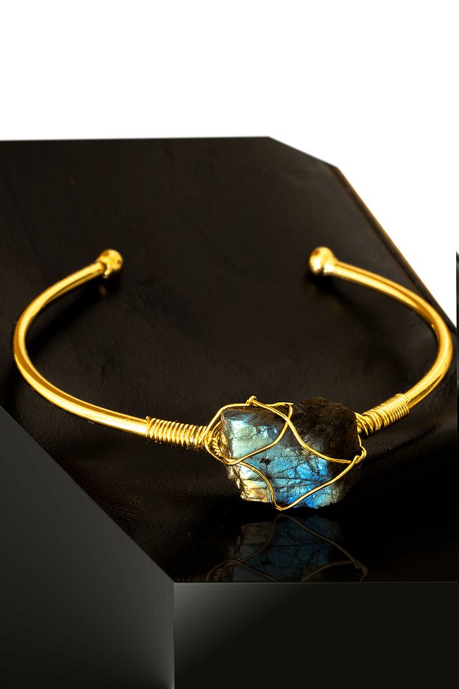 Sertifikalı Kelepçe Model Ayarlamalı Aaa Yansımalı Labradorit Taşı Bileklik - Kararmaz