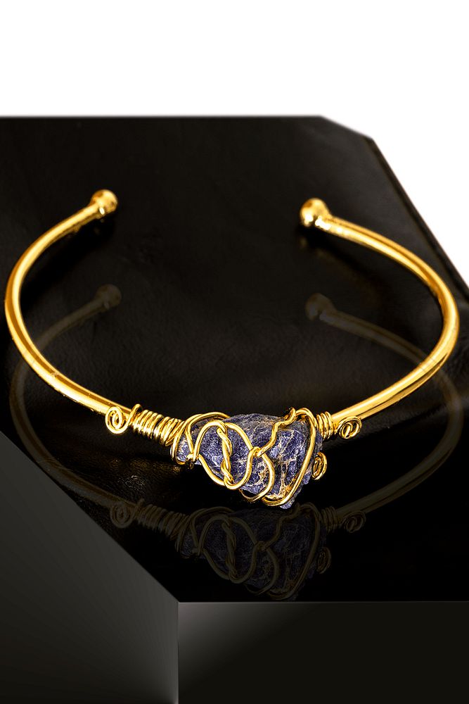 Sertifikalı Kelepçe Model Ayarlamalı Aaa Lapis Lazuli Taşı Bileklik - Kararmaz