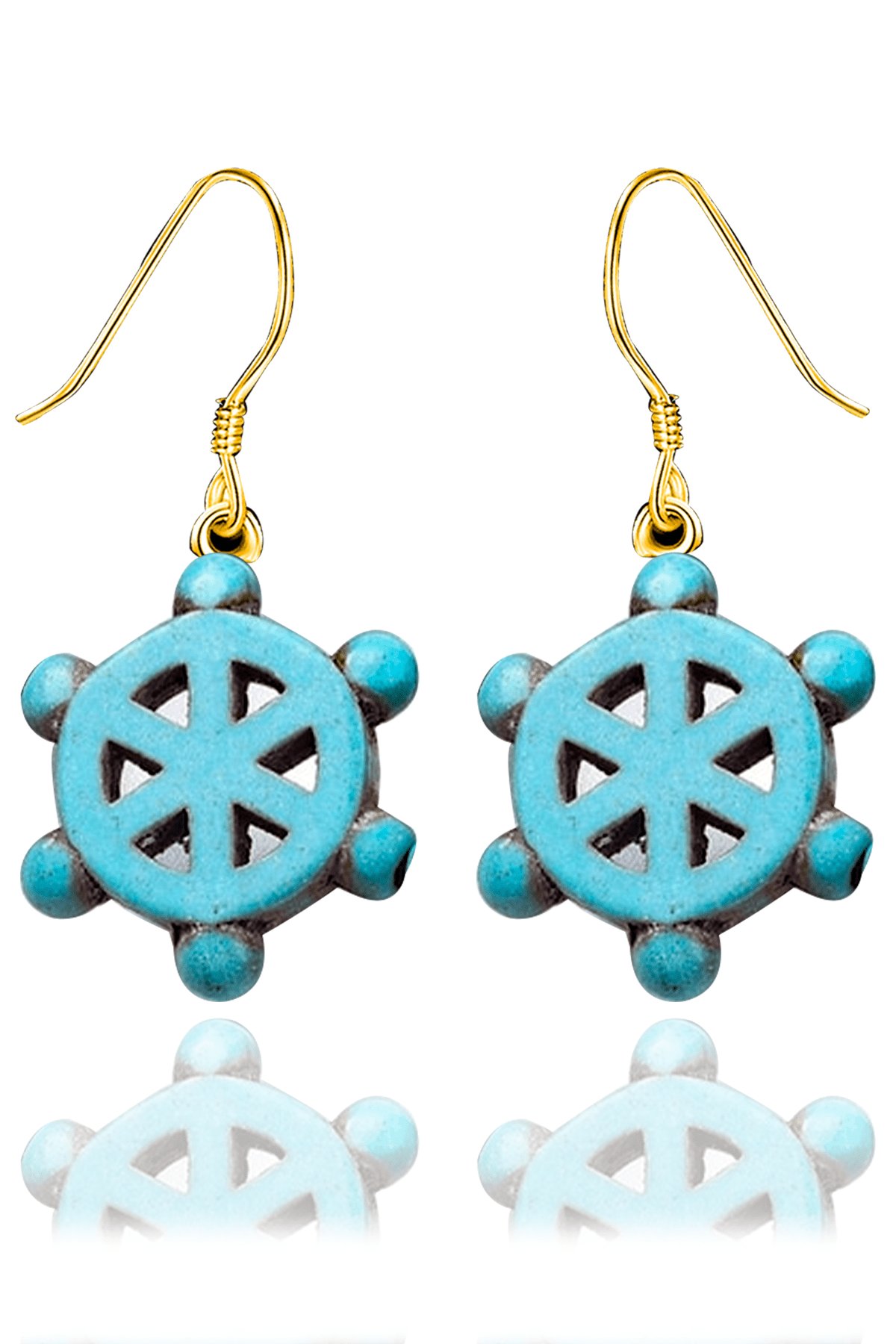 Sertifikalı Gold Gemi Dümeni Firuze Taşı Küpe (Turkuaz Taşı)