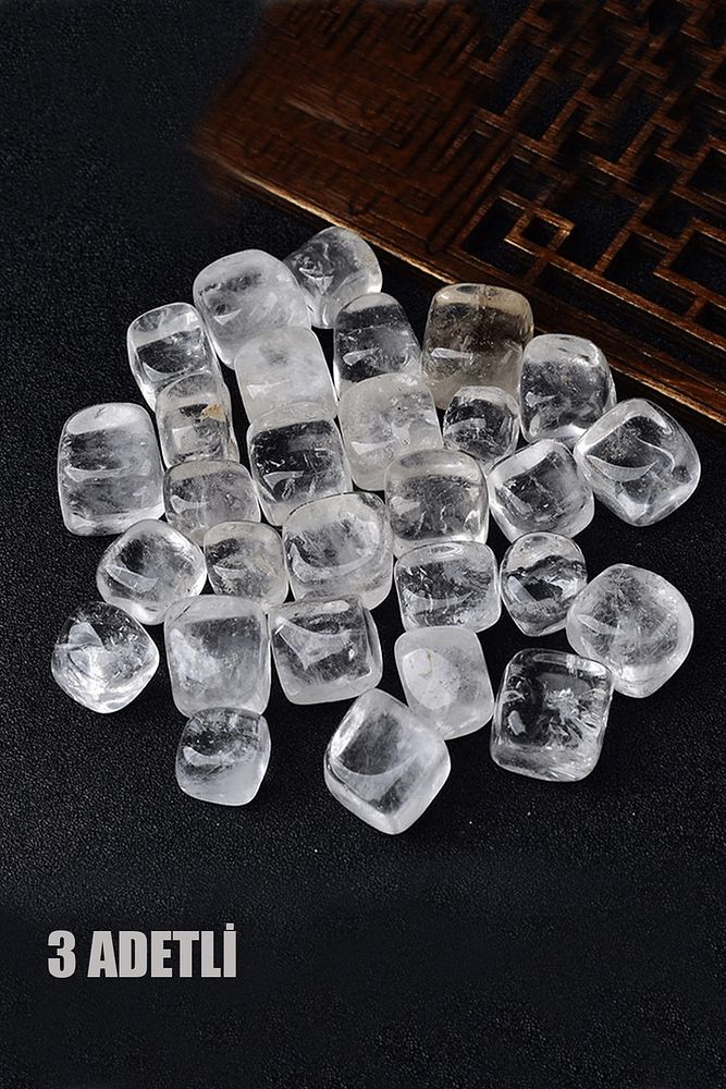 Sertifikalı Kristal Kuvars Taşı Doğal Taş Kütle 3 Adetli – Enerji ve Şifa Taşı – 30-35 mm