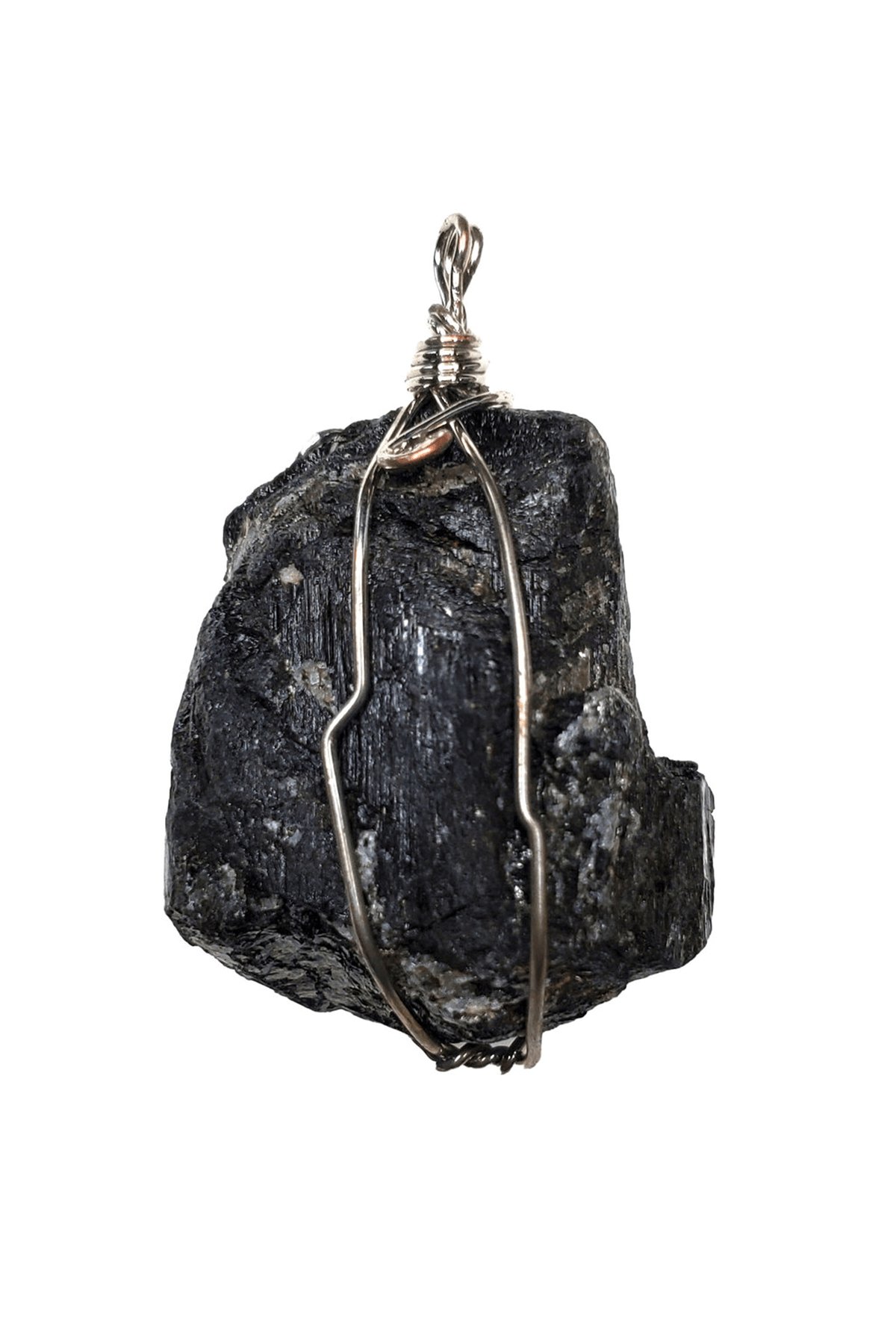 Sertifikalı Tel Sargılı Ham İşlenmemiş Turmalin Taşı Kolye