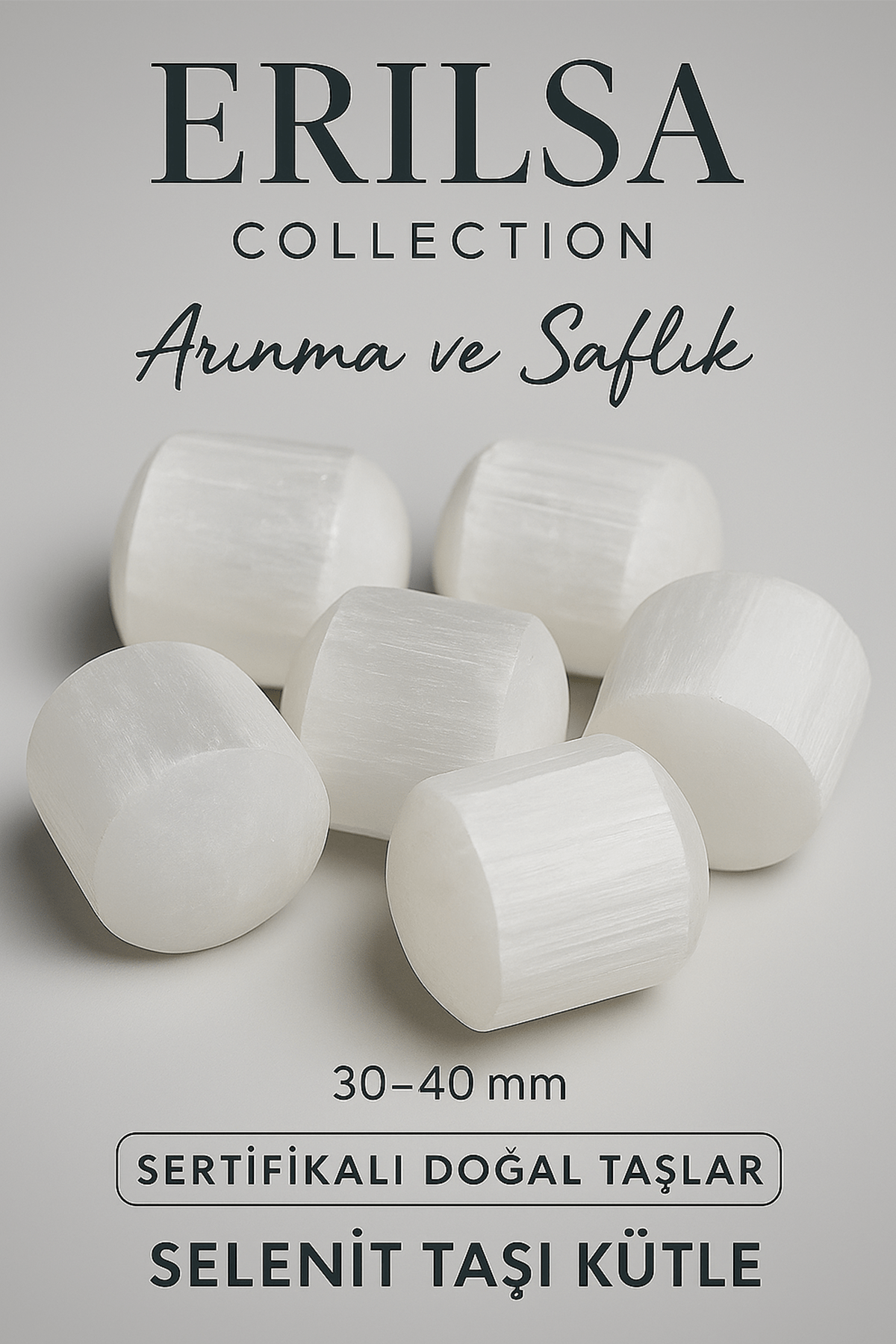 Sertifikalı Tamburlanmış Gerçek Selenit Taşı Kütle Parça (30-35 mm) – Arınma ve Huzur Taşı