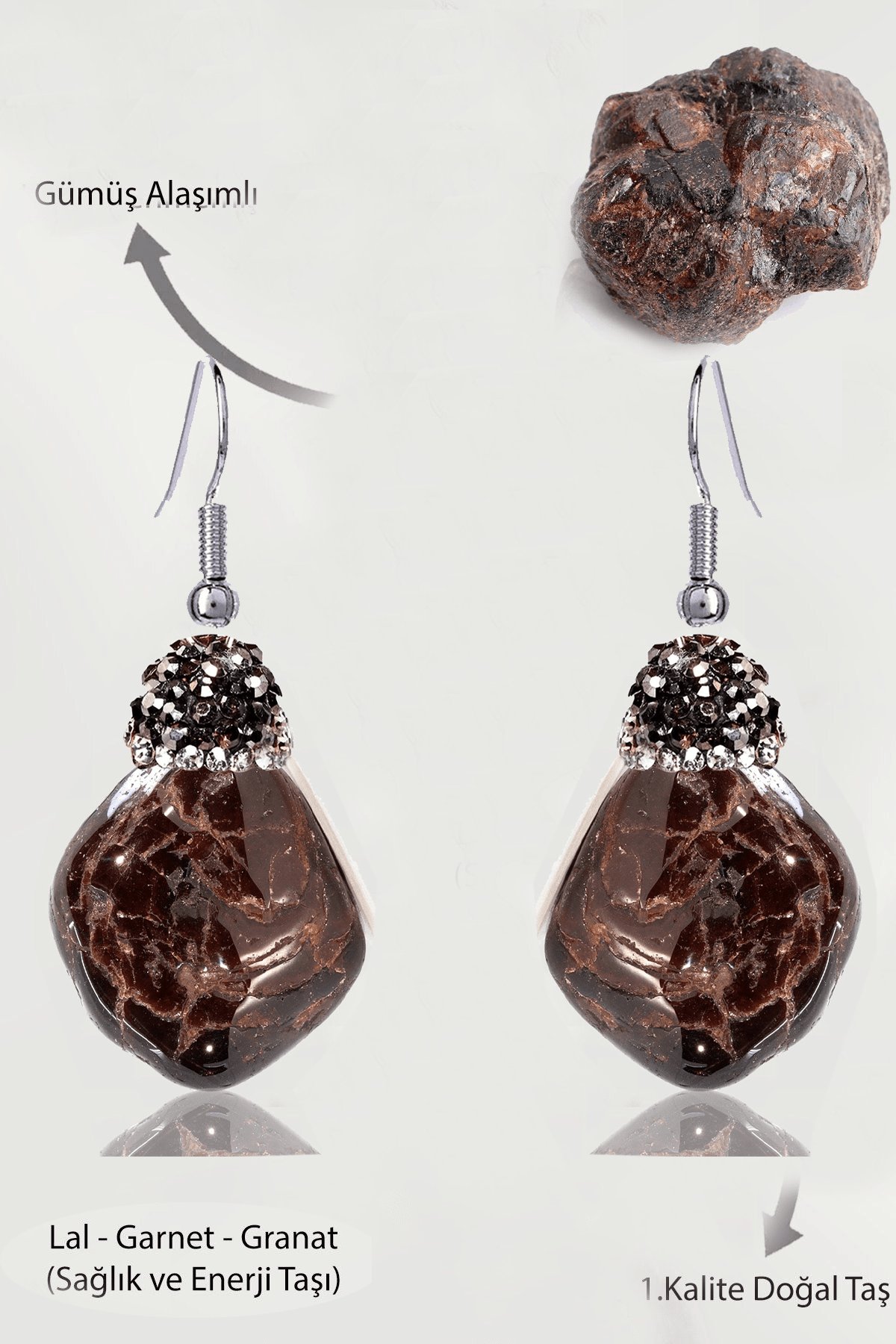 Sertifikalı Zirkon Taşlı Model Ham İşlenmemiş Lal - Garnet - Granat Taşı Küpe