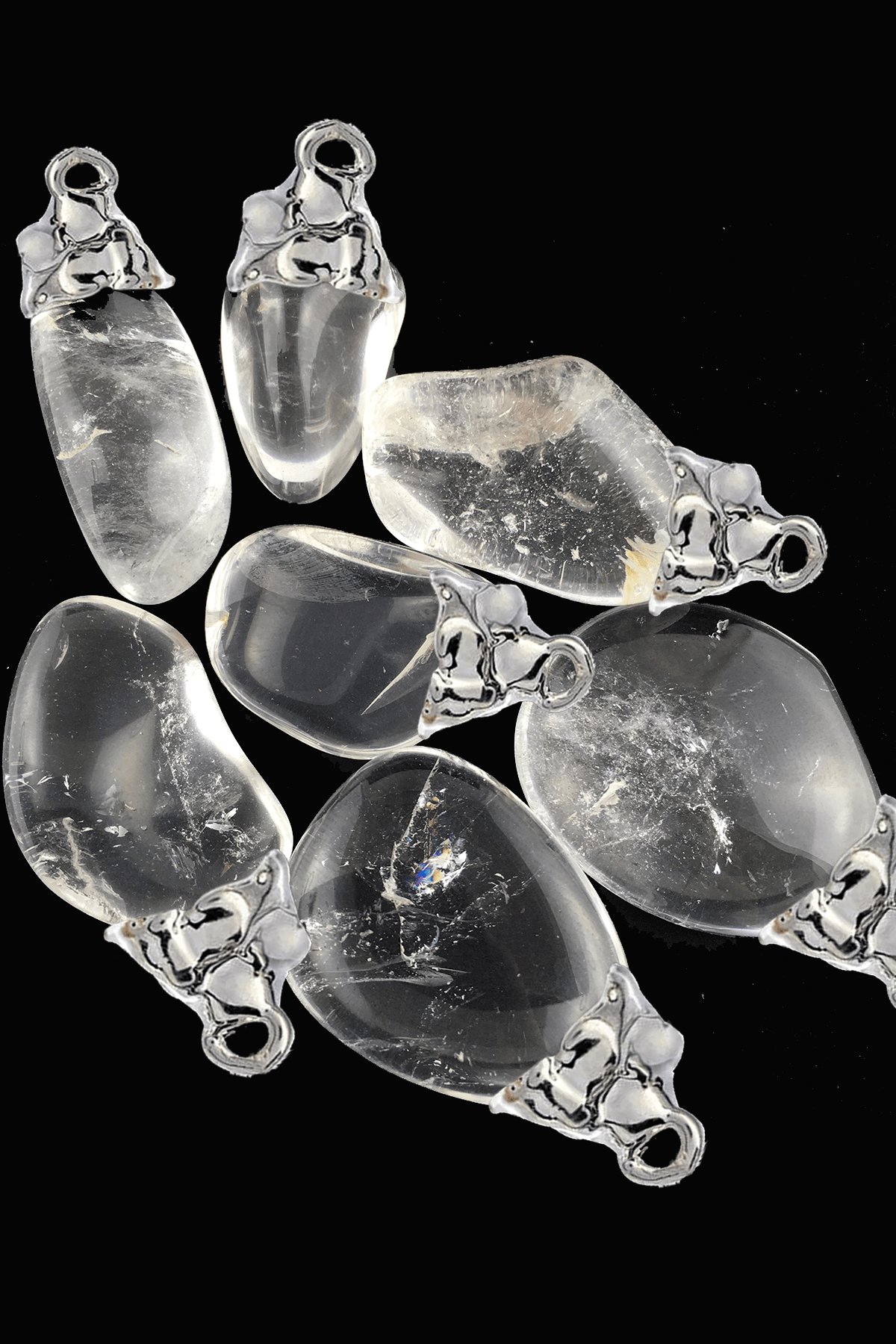 Sertifikalı Tamburlanmış Gerçek Kristal Kuvars Taşı Kolye