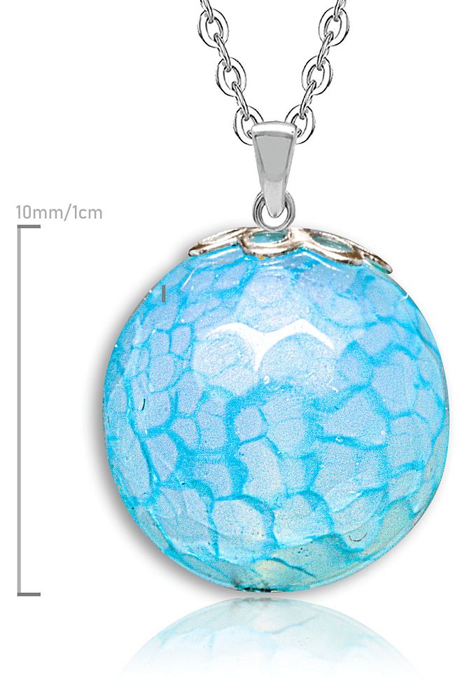 Sertifikalı Yuvarlak Doğal Damarlı Mavi Akik Kolye – Koruyucu Enerji