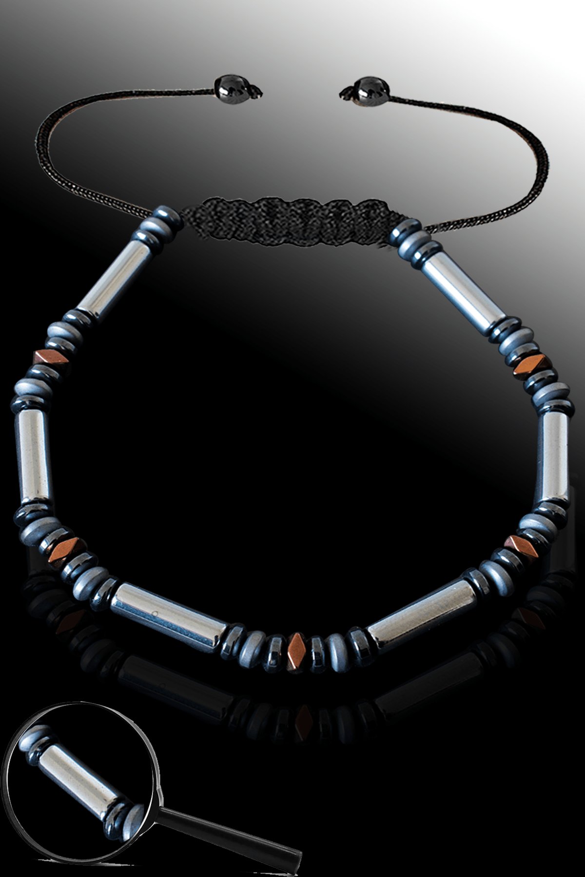 Sertifikalı AAA+ Dikdörtgen Model Terahertz Taşı Bileklik - Titreşim Taşı