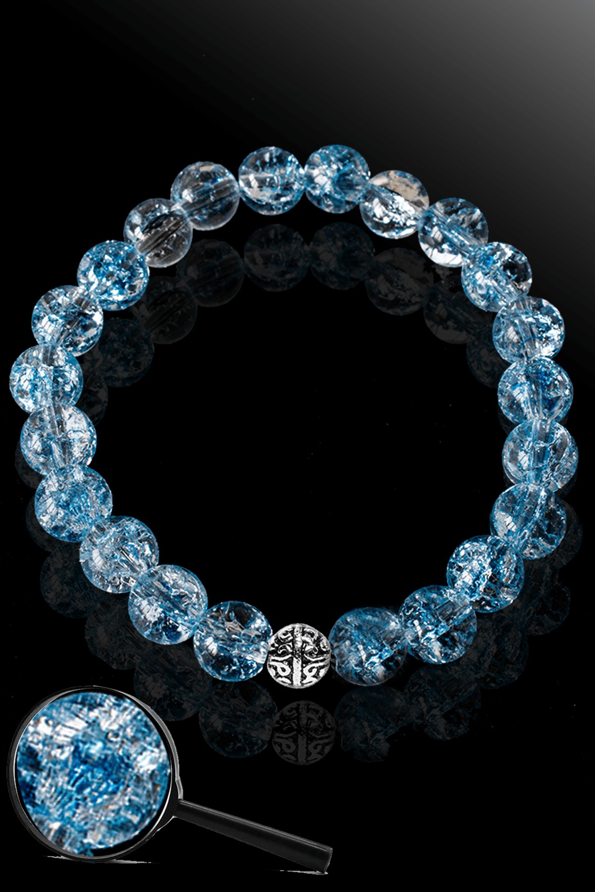 Sertifikalı Dağ Kristalı Mavi Necef Taşı Bileklik - Gümüş Aparatlı