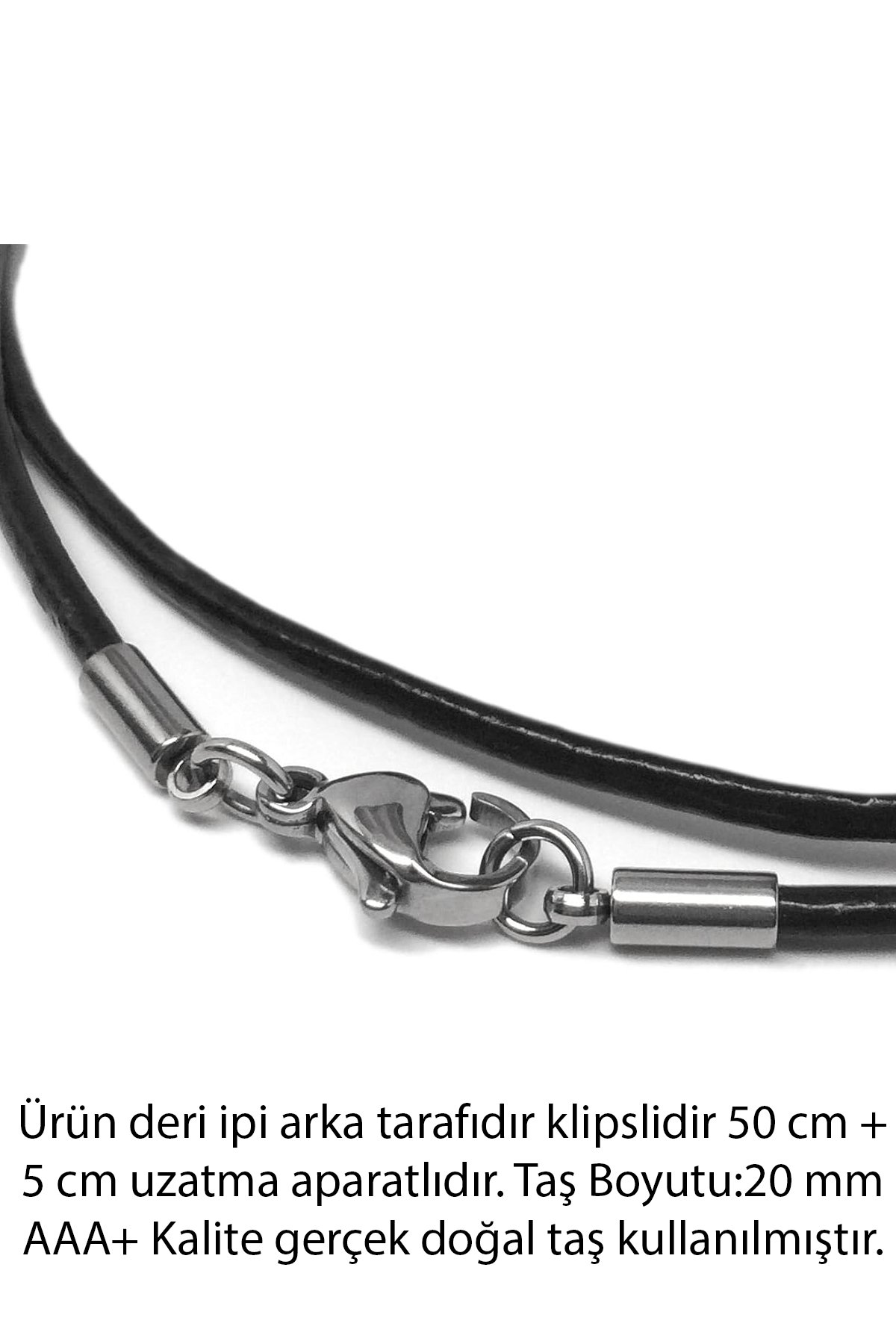 Sertifikalı Deri İpli Doğal Opal Ay Taşı Kolye