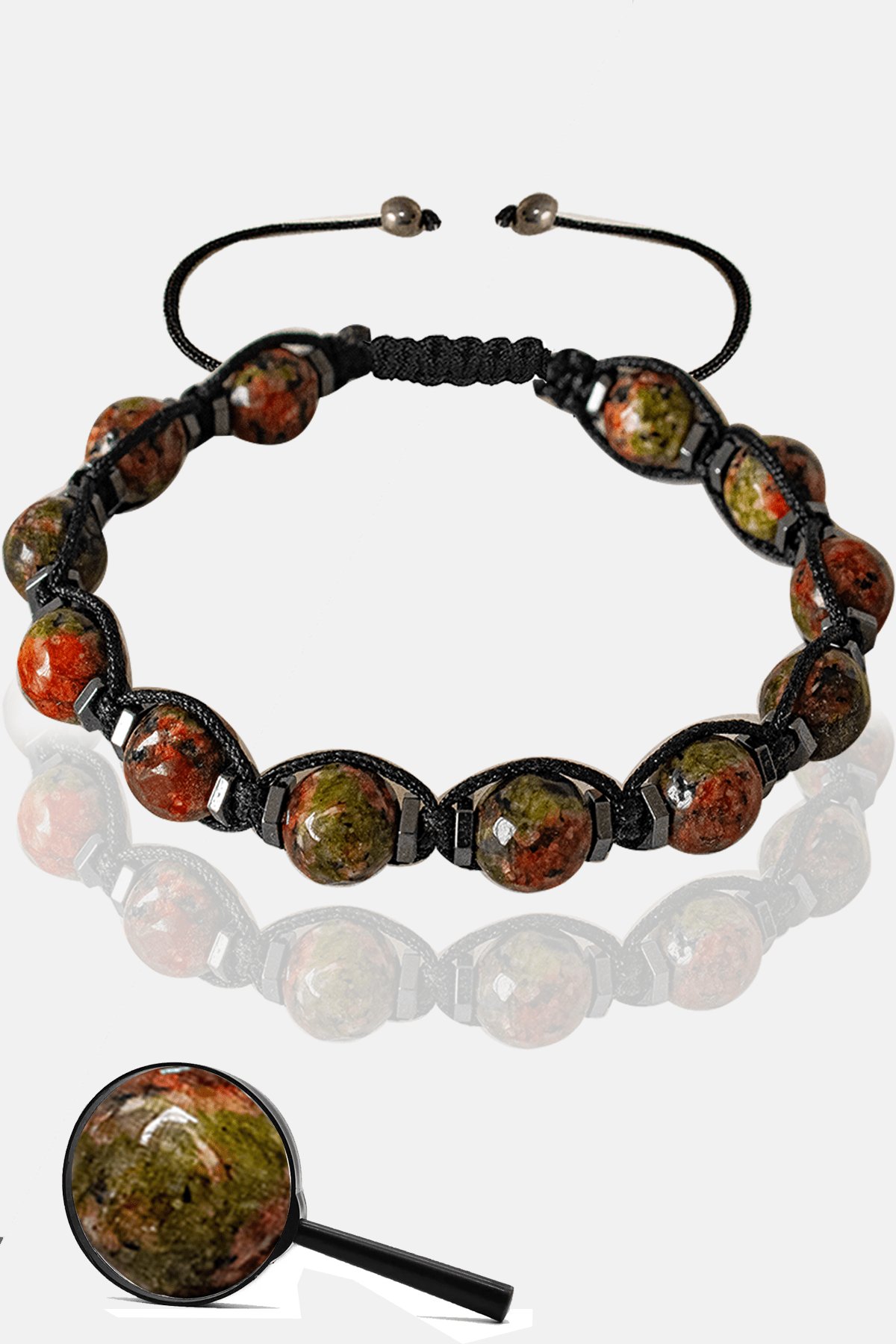 Sertifikalı Fasetli Gerçek Unakit Taşı Bileklik - Ayarlamalı