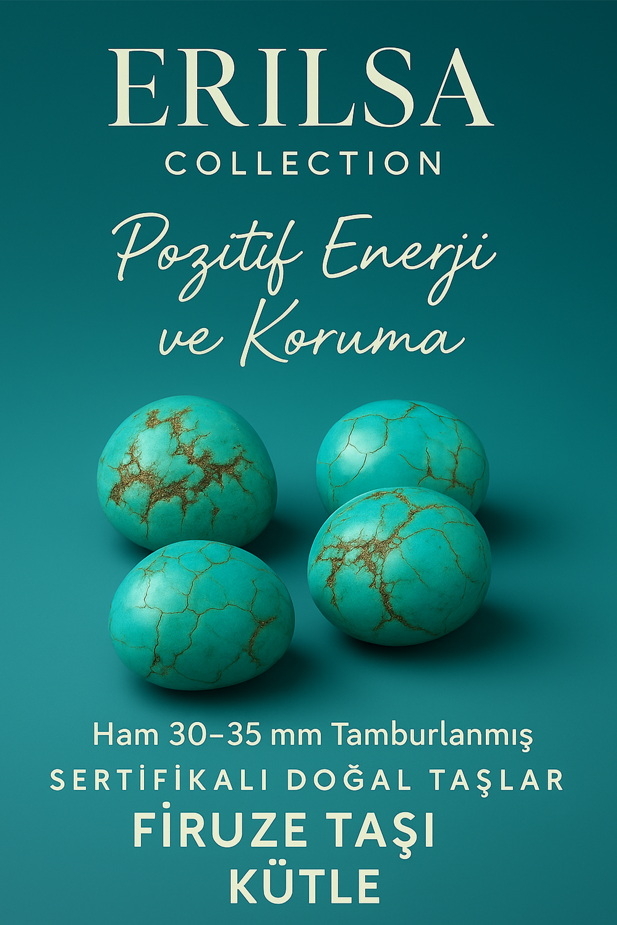 Sertifikalı Doğal Firuze Taşı Kütle 30-35 mm – Pozitif Enerji ve Koruma