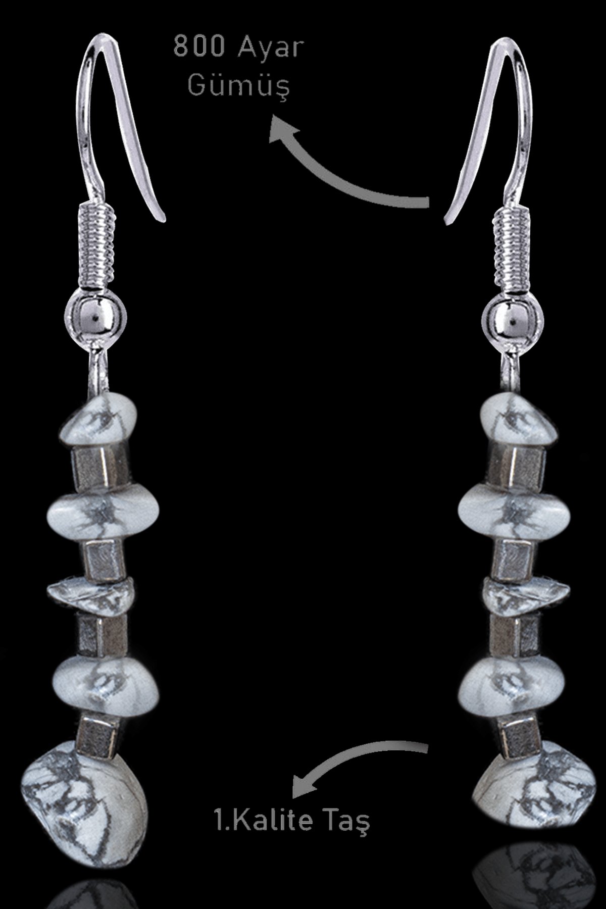 Sertifikalı Kırık Taşlı Model Havlit Taşı Küpe