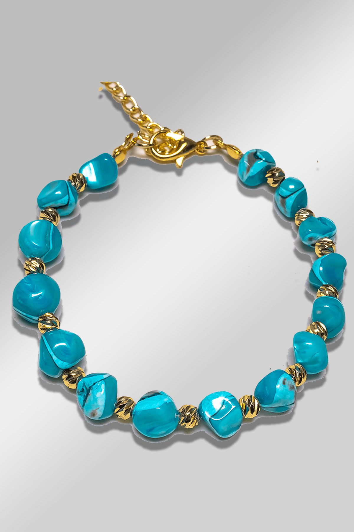 Sertifikalı Amorf Model Mavi Renkli Sedef Taşı Bileklik (Ayarlamalı)