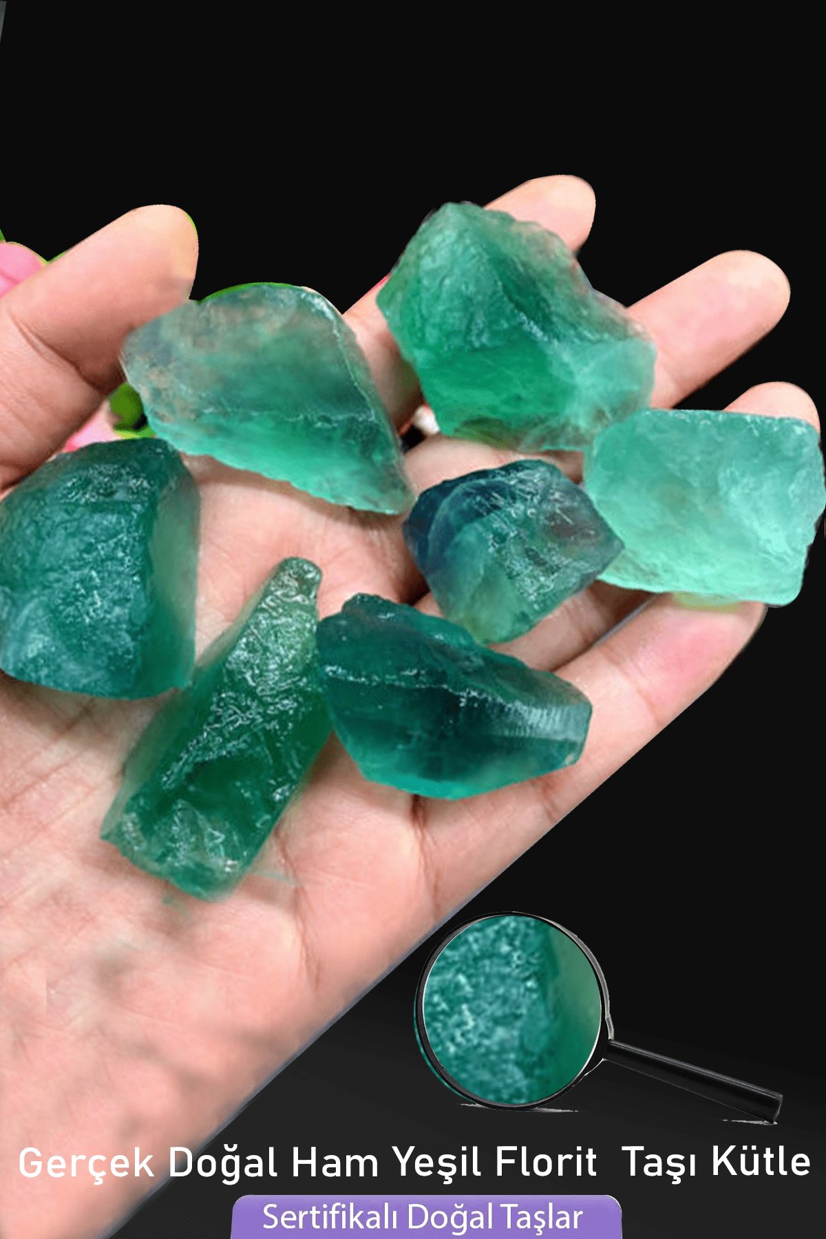 Sertifikalı Ham İşlenmemiş Gerçek Yeşil Florit Taşı Kütle