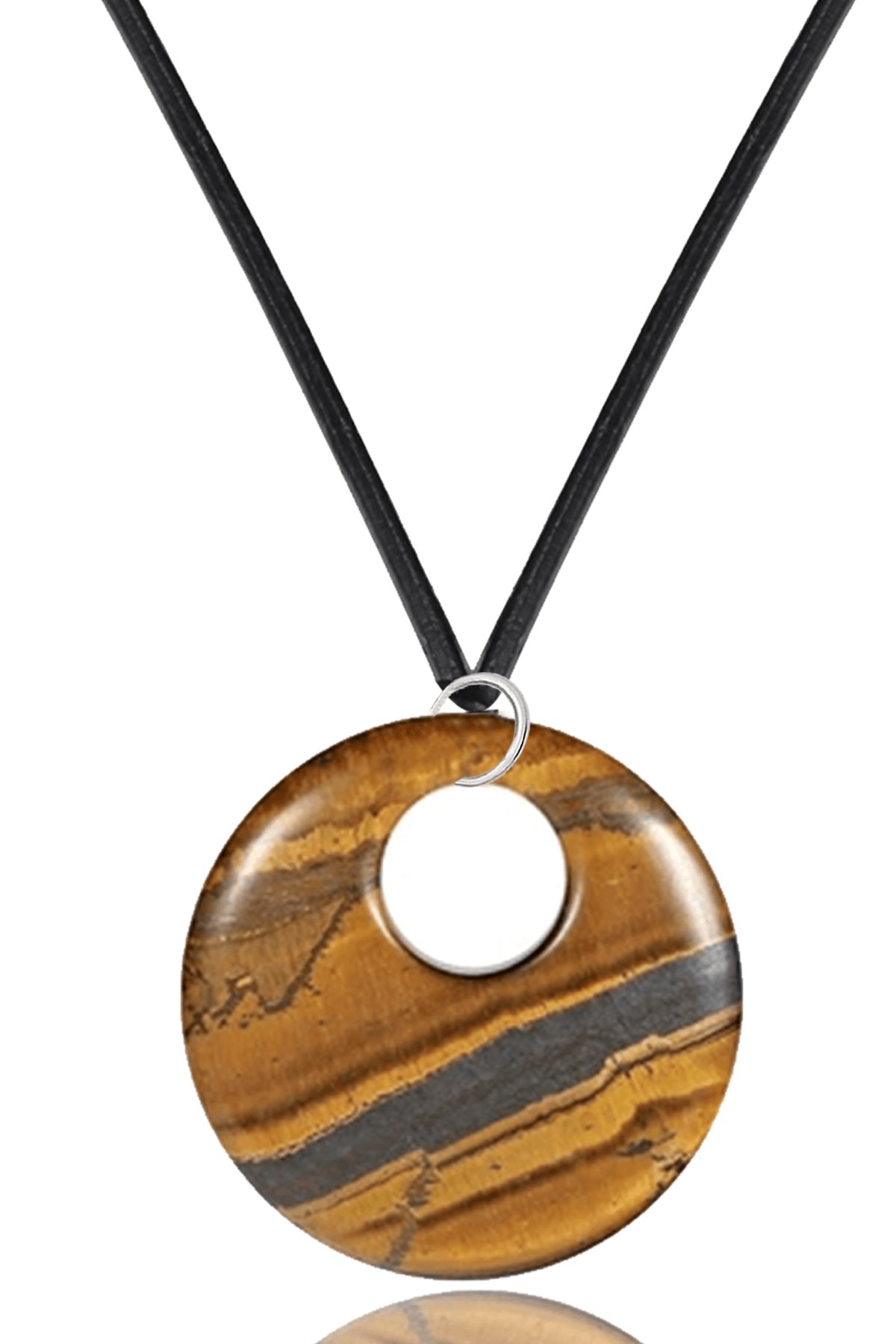 Sertifikalı Deri İpli Doğal Kaplan Gözü Taşı Kolye