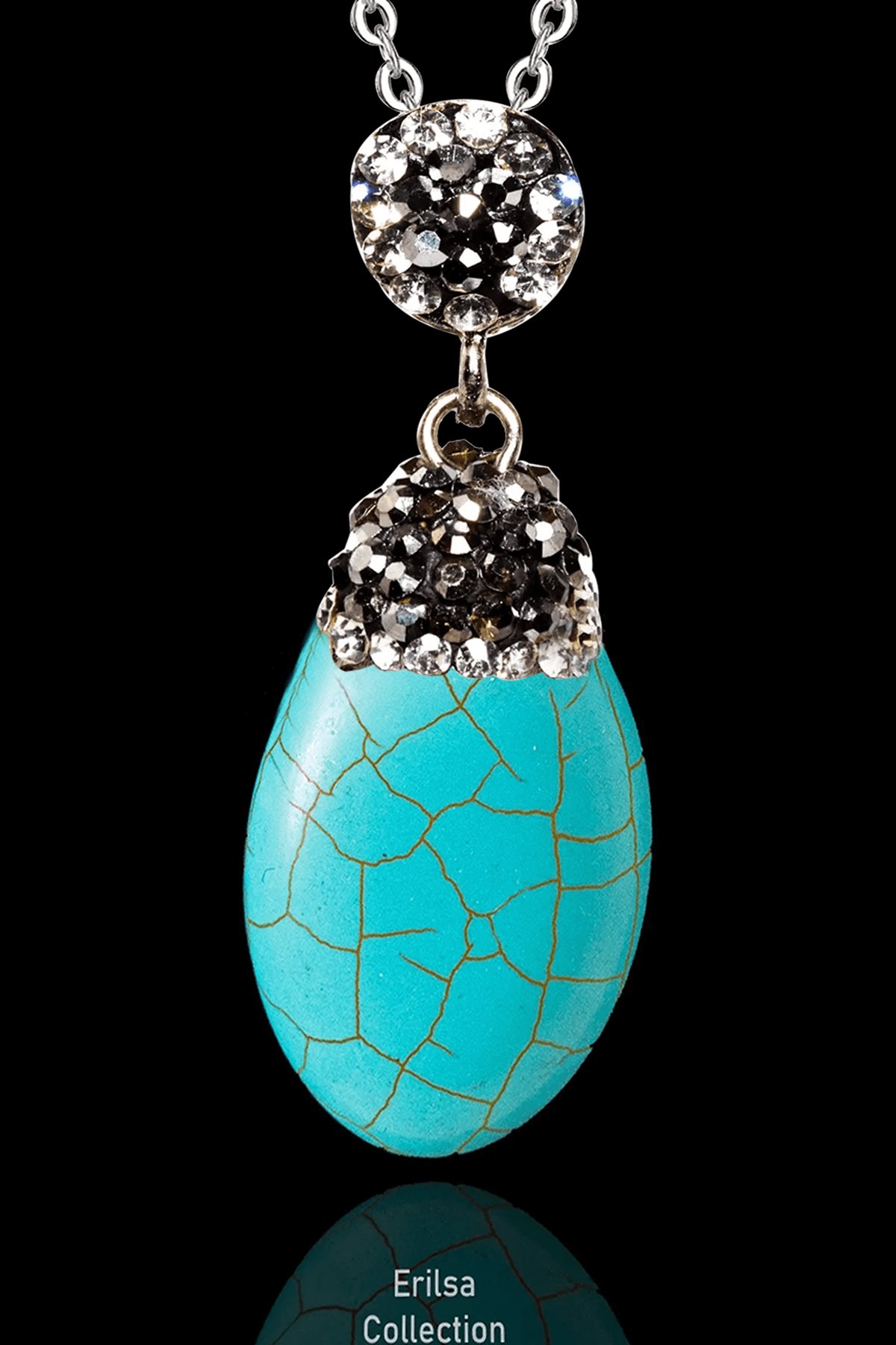 Sertifikalı Zirkon Taşlı XL Oval Model Firuze Taşı Kolye (Turkuaz Taşı)