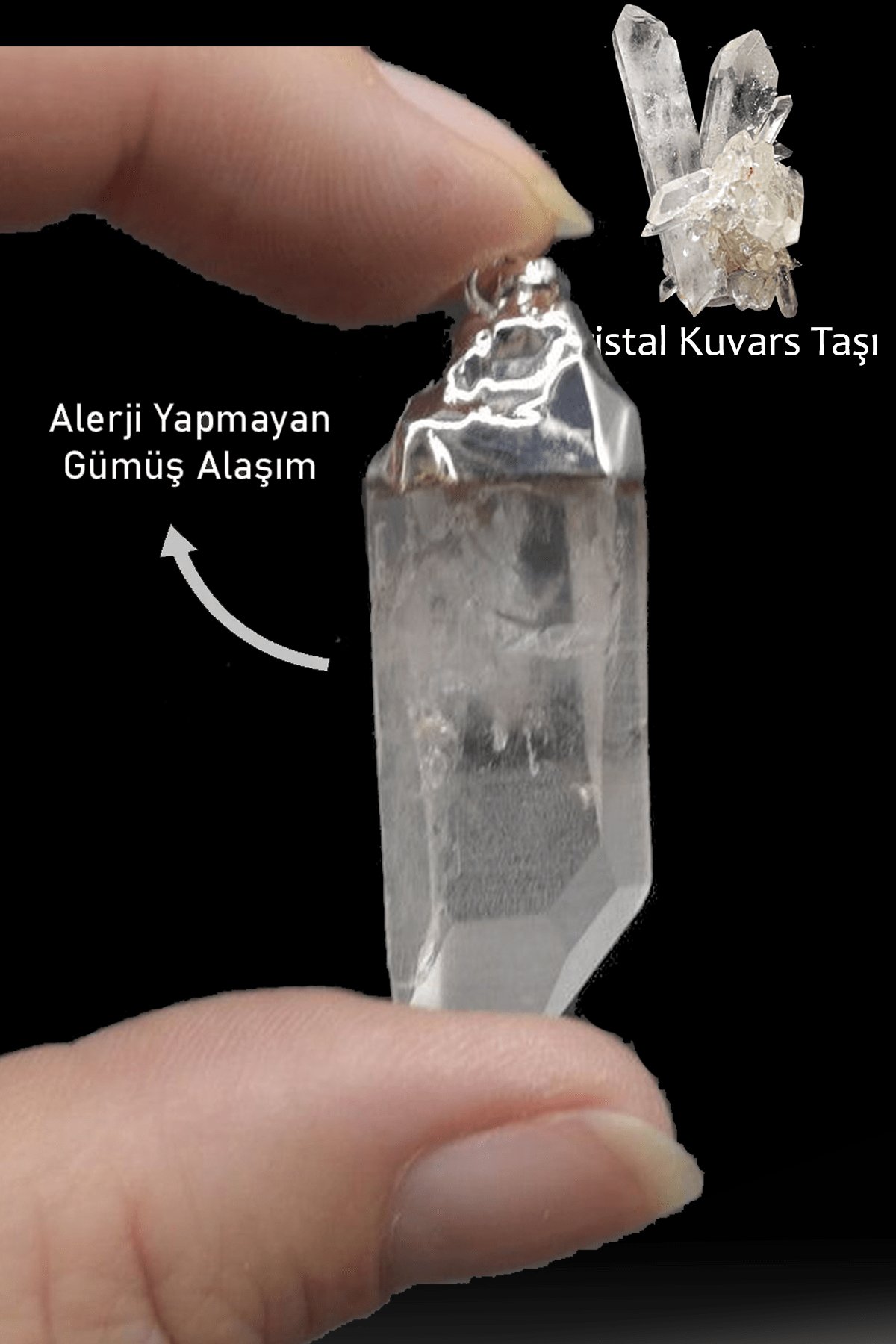 Sertifikalı Ham Işlenmemiş Kristal Kuvars Taşı Kolye - Brezilya