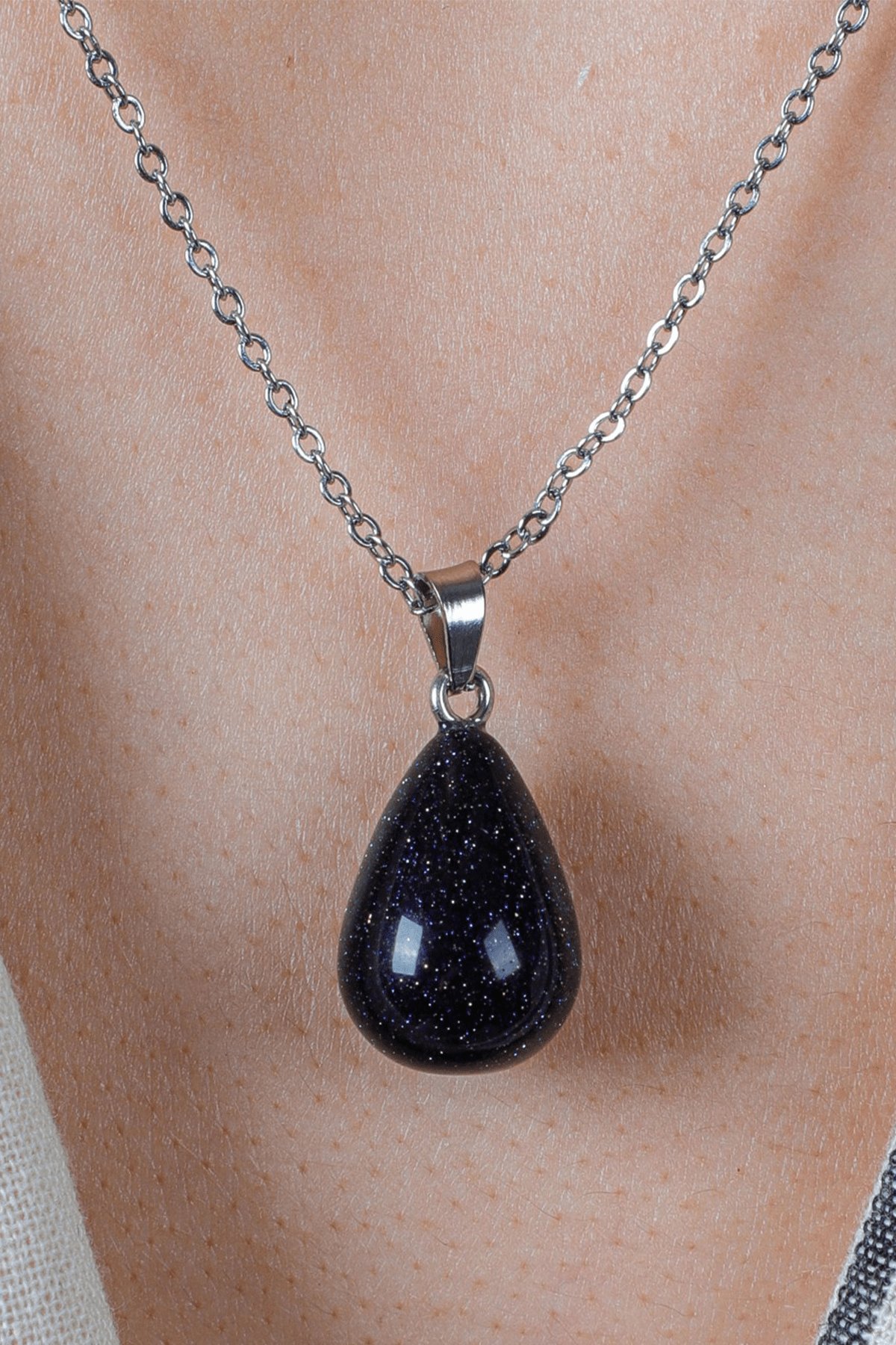 Sertifikalı Damla Model Gerçek Mavi Yıldız Taşı Kolye