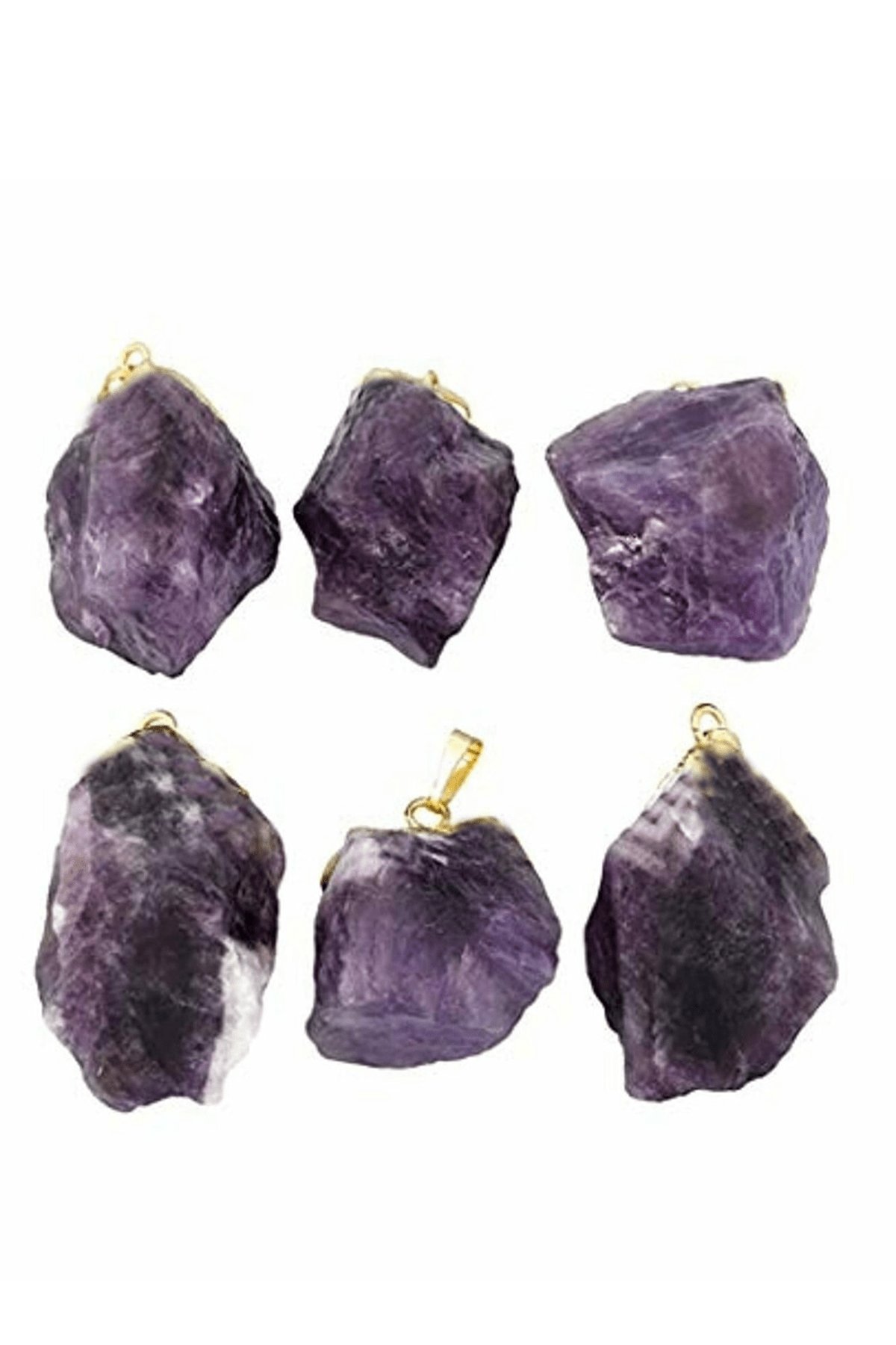 Sertifikalı Orijinal Ham İşlenmemiş Ametist  Taşı Kolye - 24k Altın Kaplama