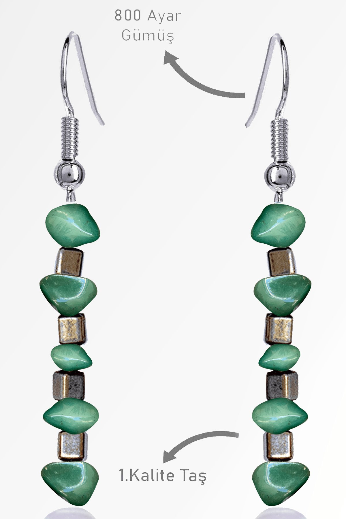 Sertifikalı Ham Kırık Taşlı Model Aventurin Taşı Küpe