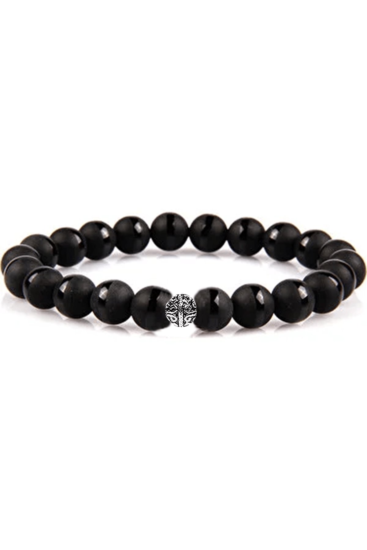 Sertifikalı Çizgili Desenli Oniks Taşı Bileklik - Gümüş Aparatlı