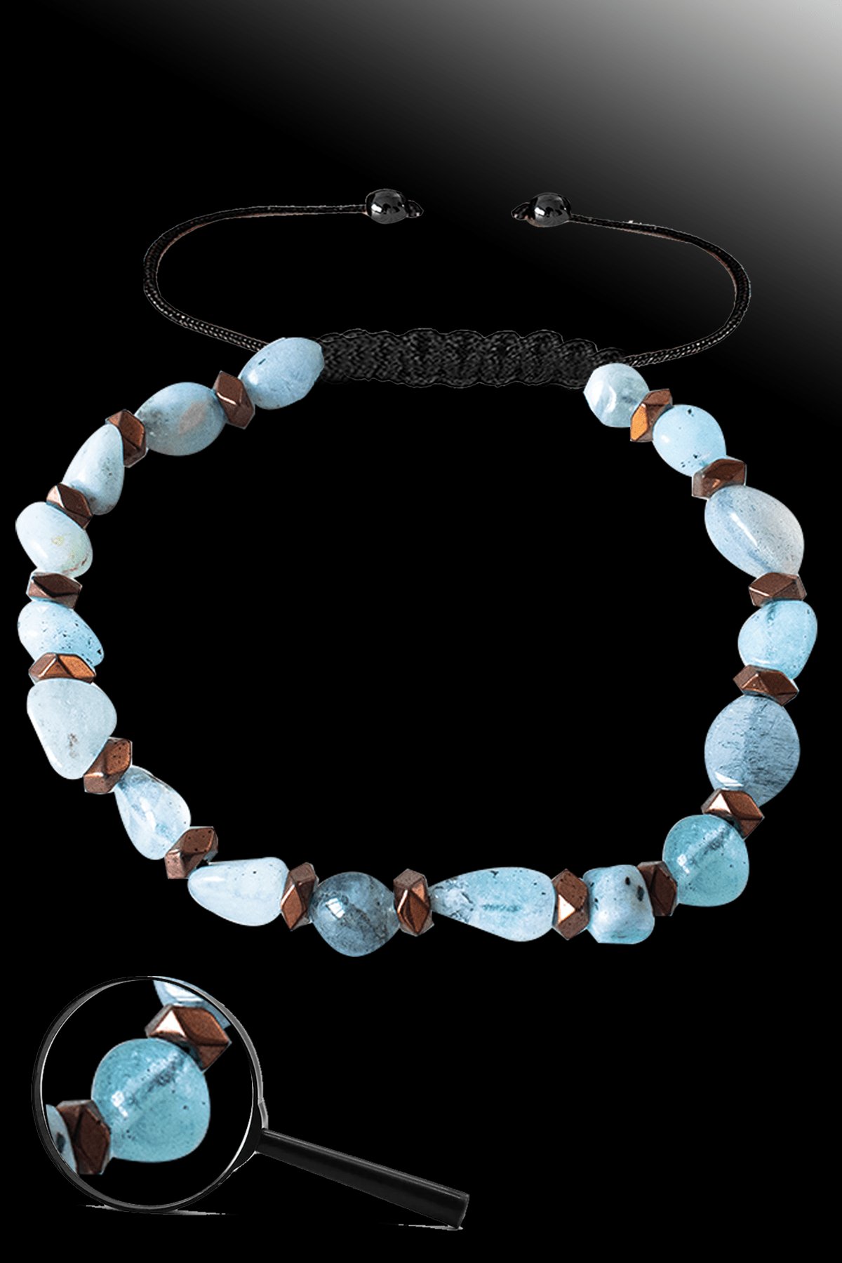 Sertifikalı Amorf Model Gerçek Mavi Topaz Taşı Bileklik - Ayarlamalı