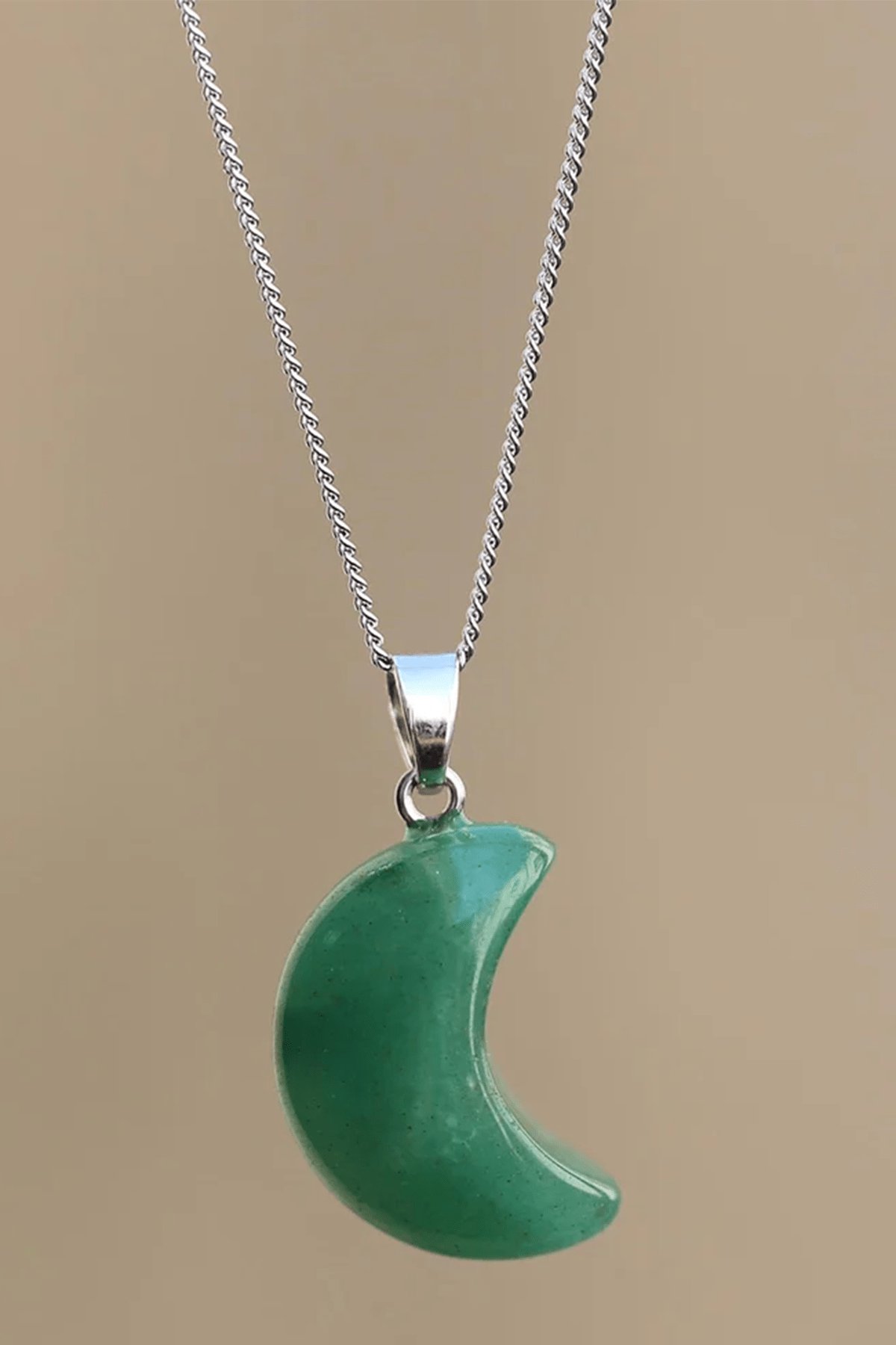 Sertifikalı Ay Model Gerçek Aventurin Taşı Kolye