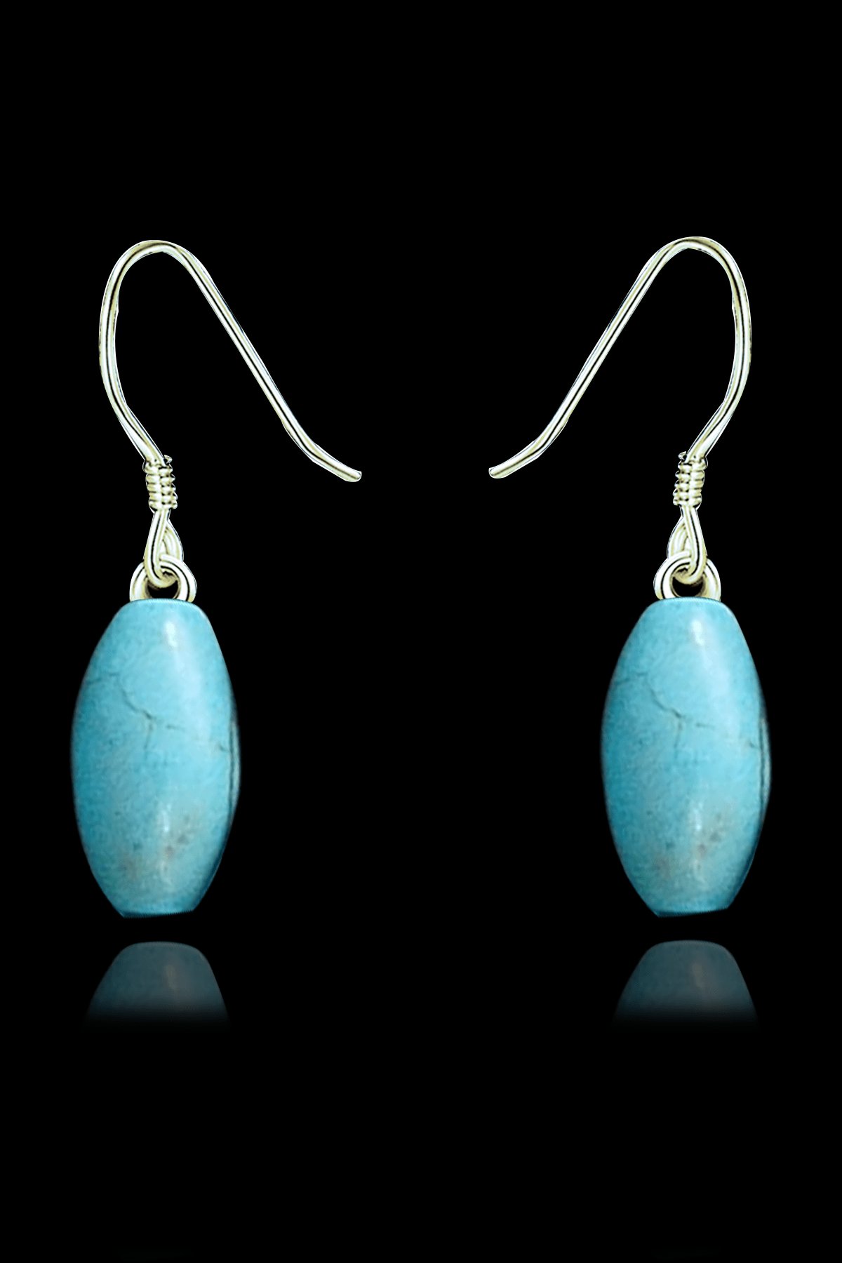 Sertifikalı Arpa Kesim Firuze Taşı Küpe (Turkuaz Taşı)