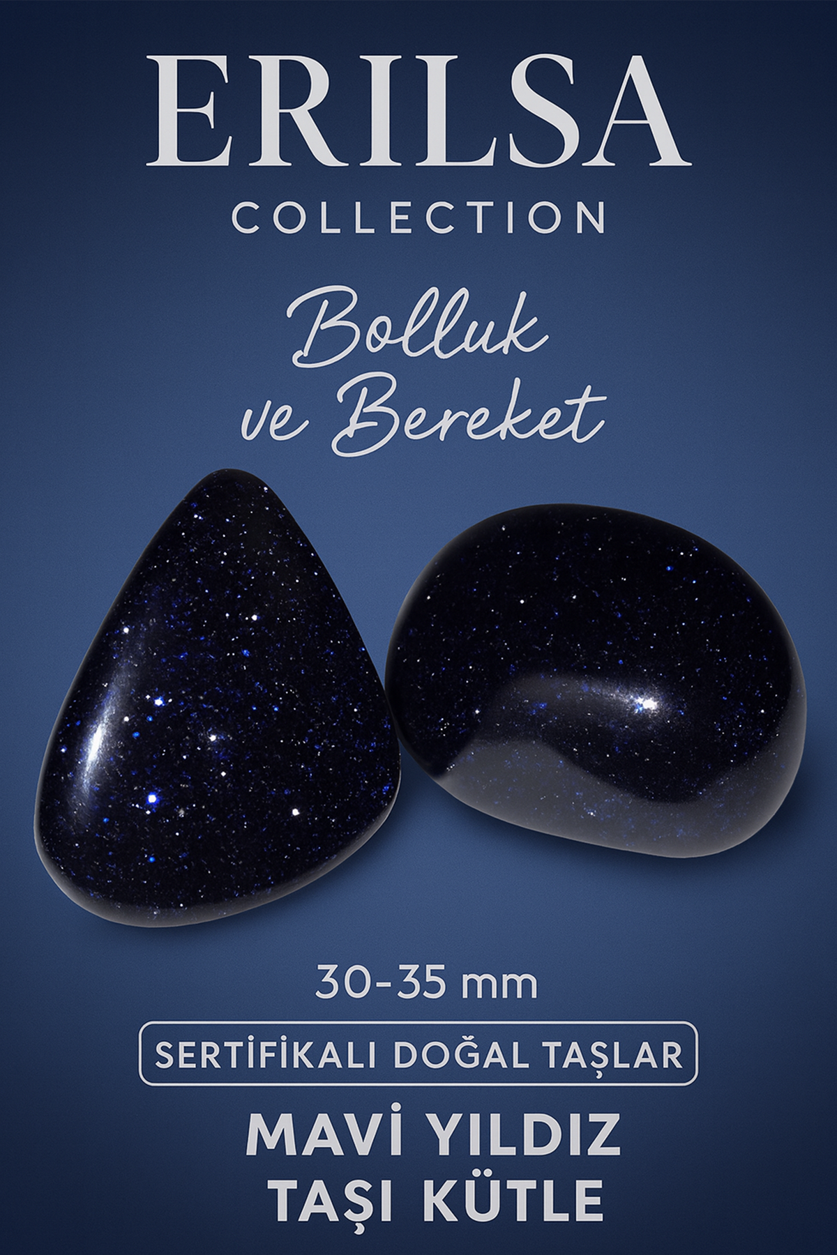 Sertifikalı Mavi Yıldız Taşı Kütle 30-35 mm – Doğal Bolluk ve Bereket Taşı