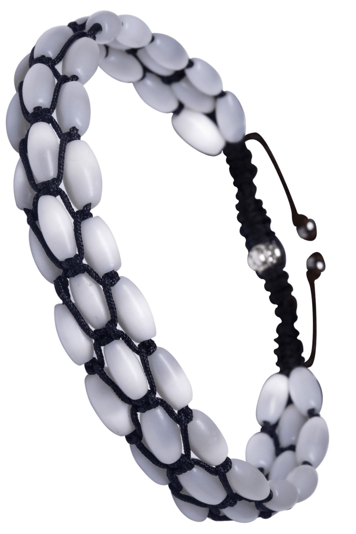 Üçlü Mavi Makrome Sedef Bileklik Siyah Renk