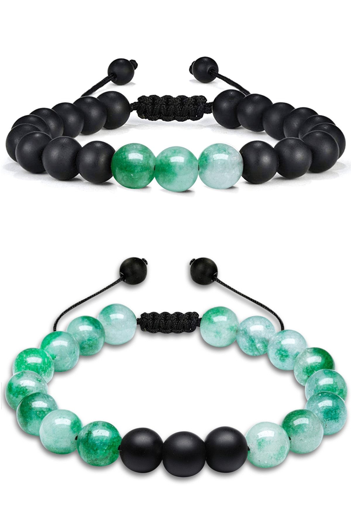 Sertifikalı Gerçek Mavi Akik Taşı Çift Doğal Taş Bileklik Seti Doğal Mavi Renk