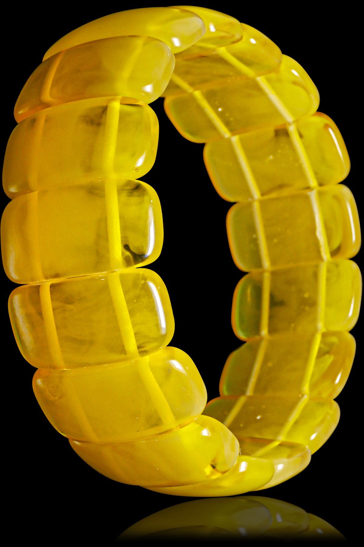 Sertifikalı Sarı Renkli Yoğun Hareli Unisex Rolex Beyrut Damla Kehribar Bileklik Sarı Renk